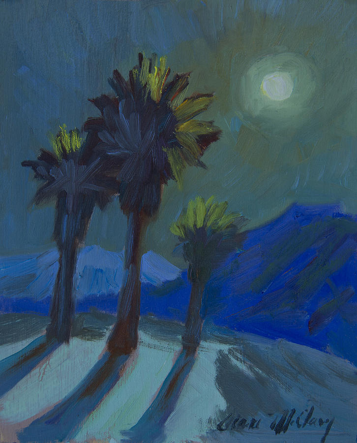 La Quinta Cove and Moonlight Painting by Diane McClary