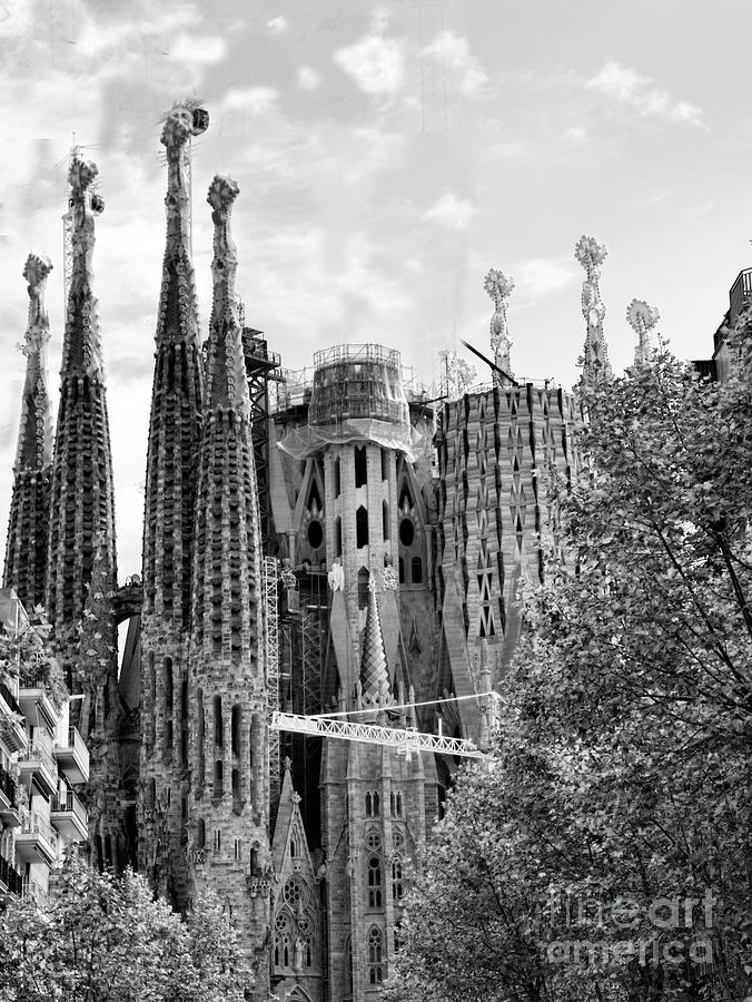 La Sagrada Familia Black  Photograph by Chuck Kuhn