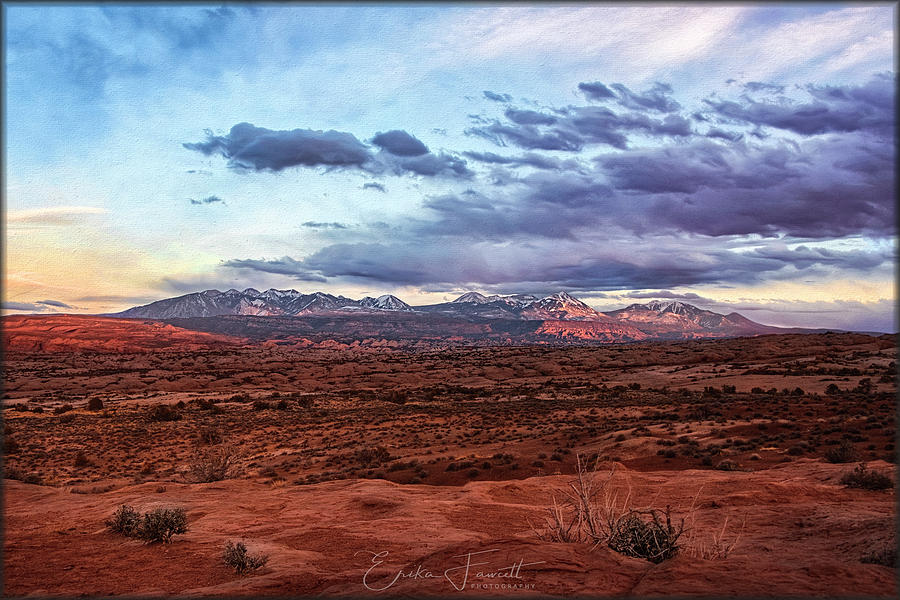 Sunset Photograph - La Sal Mountain sunset by Erika Fawcett