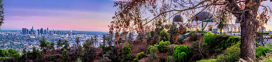 L A Skyline With Griffith Observatory - Panorama Photograph by Gene Parks