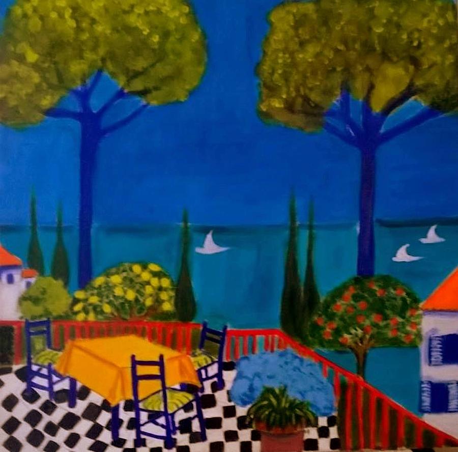 La Terasse en St Tropez Painting by Rusty Gladdish