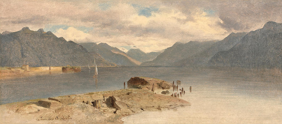 La Tour. Lake Geneva Painting by Alexandre Calame