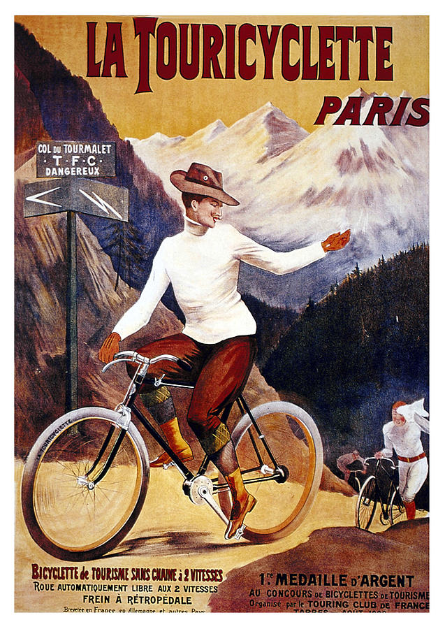 La Touricyclette - Paris - Vintage French Advertising Poster Mixed Media