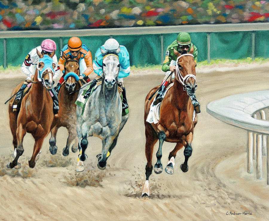 Horse Racing Painting - La Troienne by Carole Andreen