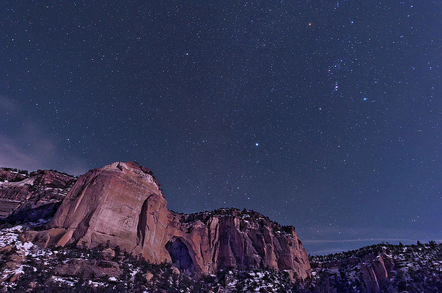 Space Photograph - La Ventana Arch With The Orion by John Davis