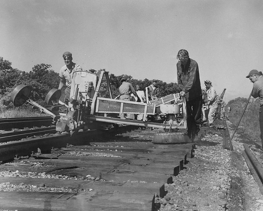 Laborers Working on Track Photograph by Chicago and North Western Historical Society