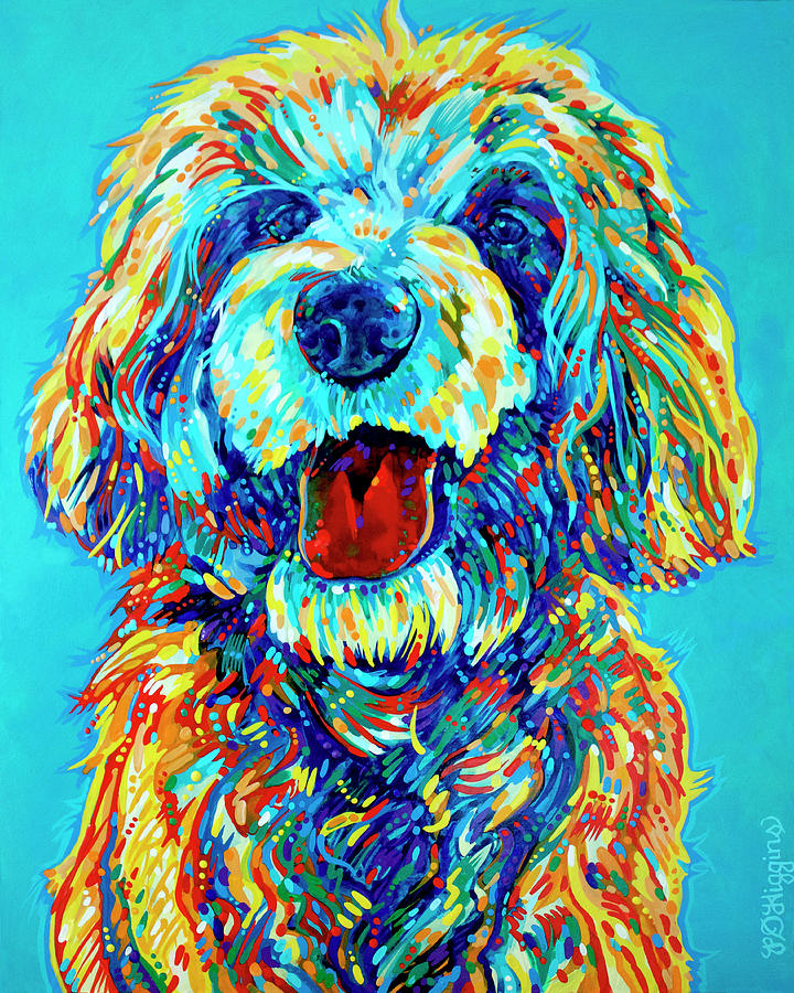 Dog Painting - Labradoodle by Derrick Higgins Dog Painting - Labradoodle by Derrick Higgins
