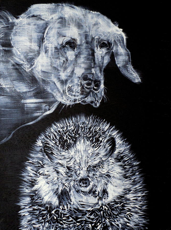Labrador And Hedgehog Painting by Fabrizio Cassetta