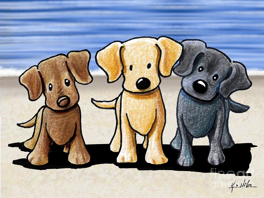 Labrador Beach Trio Digital Art by Kim Niles aka KiniArt