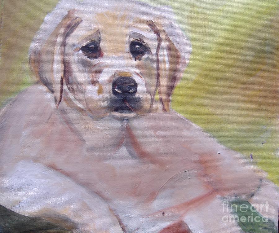 Labrador puppy Painting by Angela Cartner