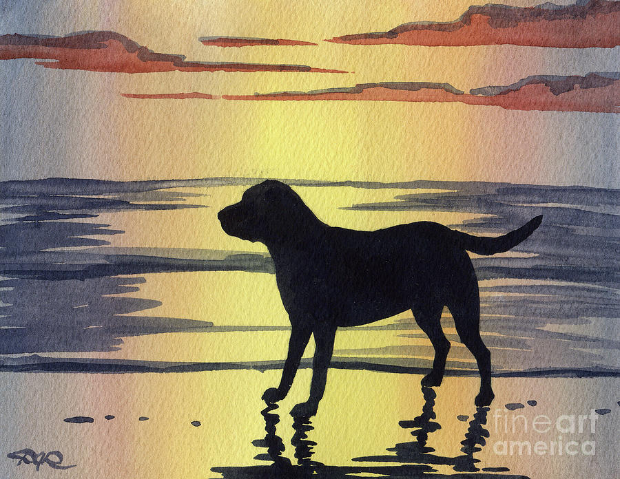 Sunset Painting - Labrador Retriever at Sunset by David Rogers