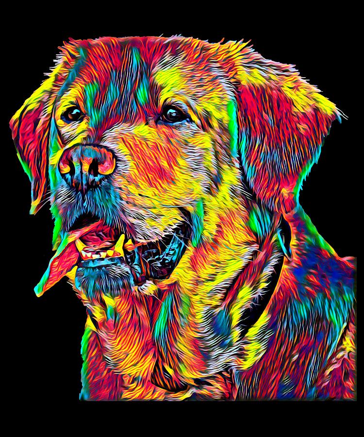 Labrador Retriever Dog Breed Head Pet Breed True Friend Colored Graphic 