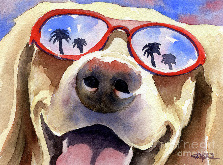 Portrait Painting - Labrador Retriever in Sunglasses by David Rogers