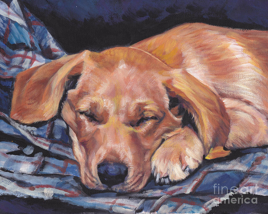 Labrador Retriever sleeping pup Painting by Lee Ann Shepard