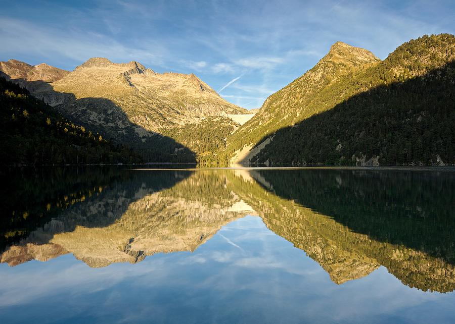 Lac doredon morning reflections Photograph by Stephen Taylor