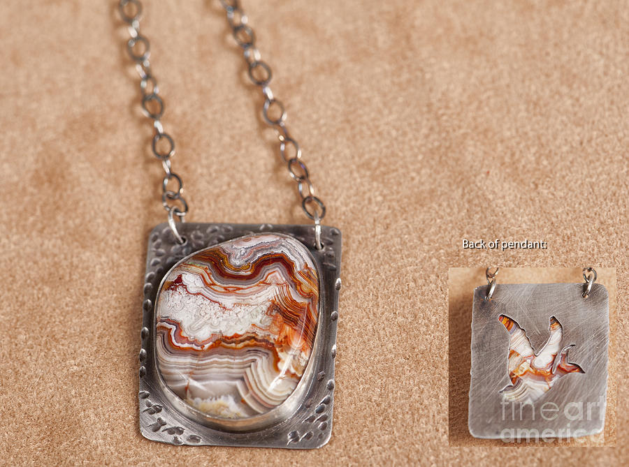 Lace Agate in Sterling Silver With Bird Cutout Jewelry by Melany Sarafis