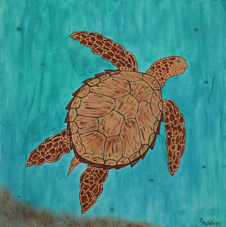Laceys Sea Turtle Painting by Susie WEBER
