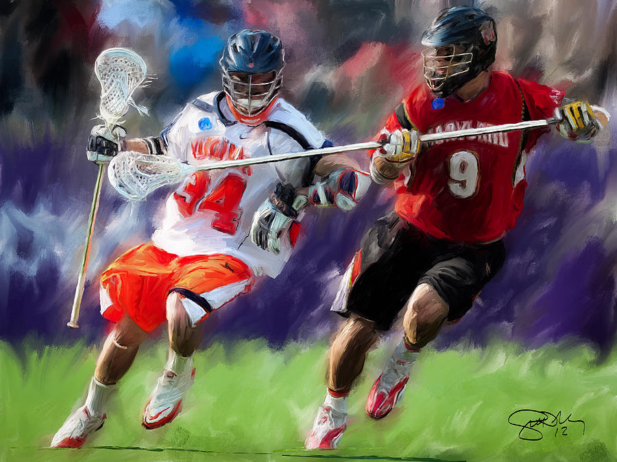 Sports Painting - Lacrosse Close D by Scott Melby