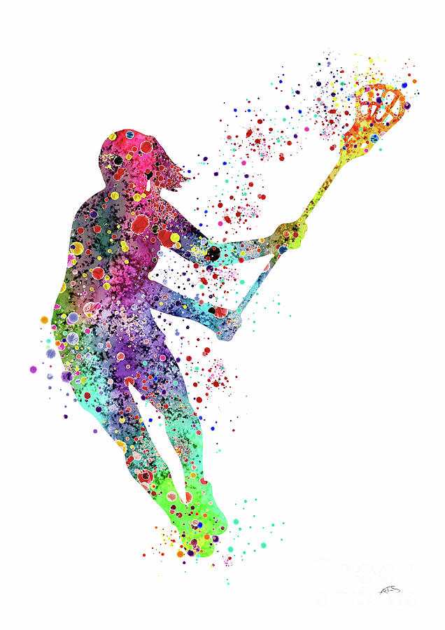 Lacrosse Girl Player Sports Art Print Watercolor Print Girls Lacrosse illustration Lacrosse Art  Digital Art by White Lotus