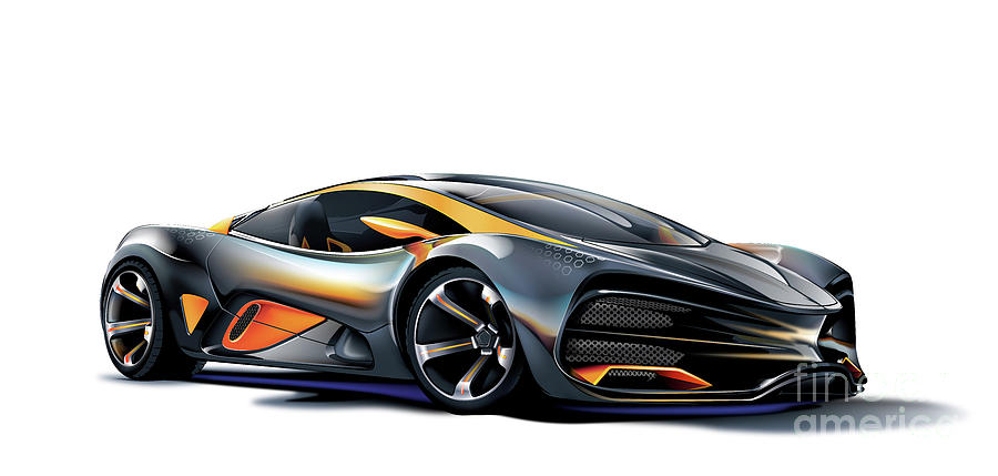 Concept Car Vector Art Drawing by Brian Gibbs