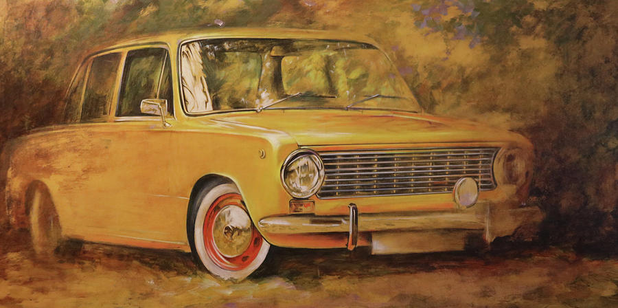 Lada.Automobile with the steering wheel on the right. Painting by Vali Irina Ciobanu
