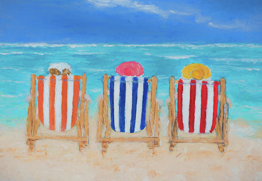 Ladies in Deckchairs 2 Painting by Laura Richards