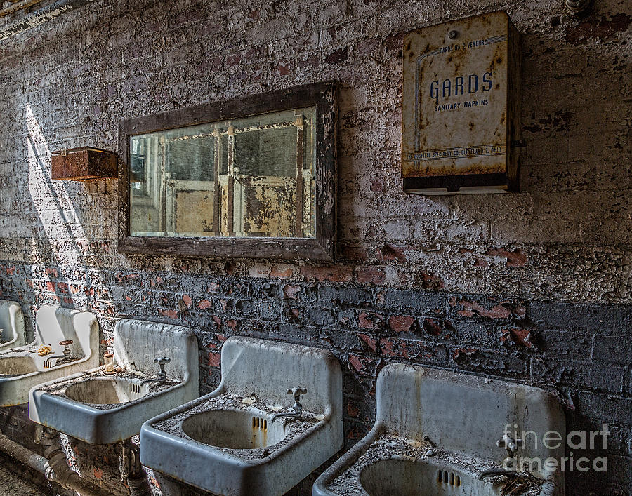 Ladies restroom in abandoned mill Photograph by Izet Kapetanovic