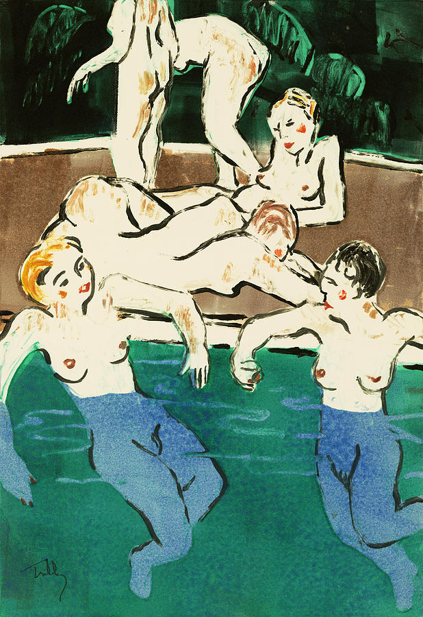 Ladies Spa Painting by Thomas Tribby