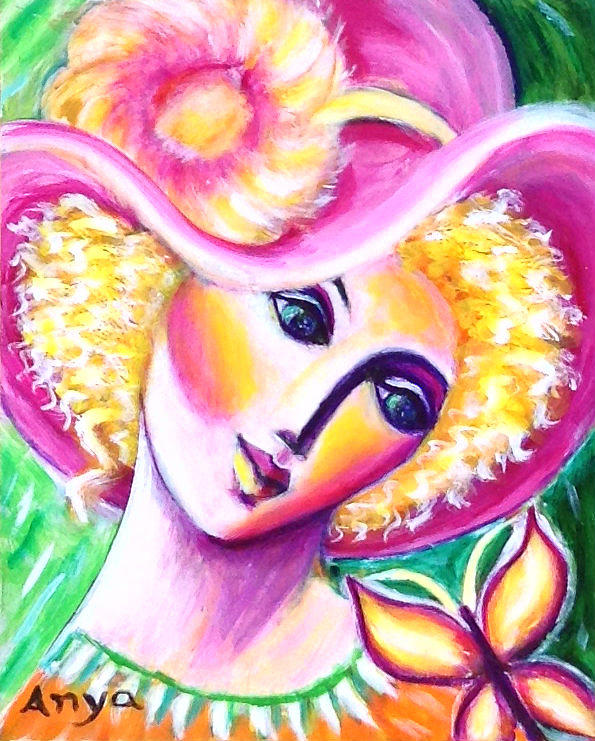 Lady and Butterfly Painting by Anya Heller
