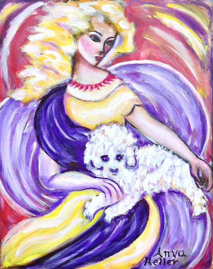 Lady and Maltese Painting by Anya Heller