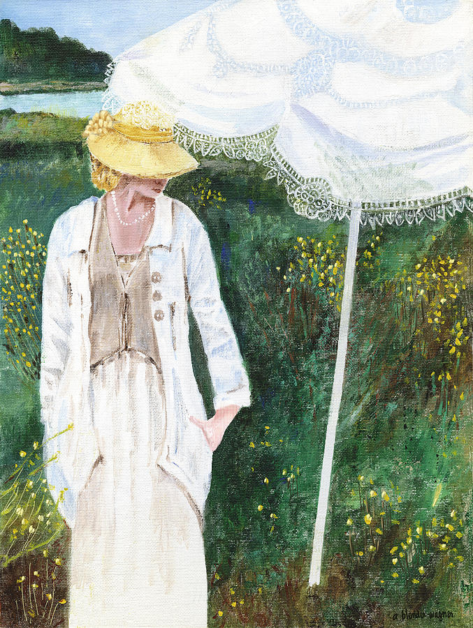 Lady And The Umbrella Painting by Arline Wagner