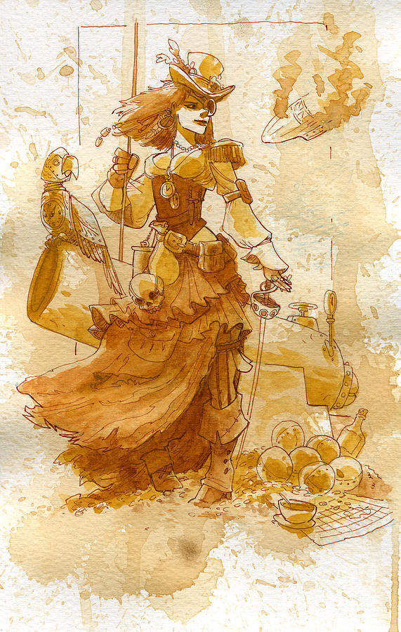Steampunk Painting - Lady Bonney by Brian Kesinger