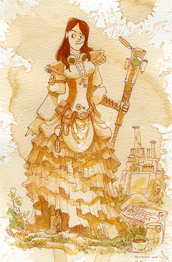 Steampunk Painting - Lady Codex by Brian Kesinger