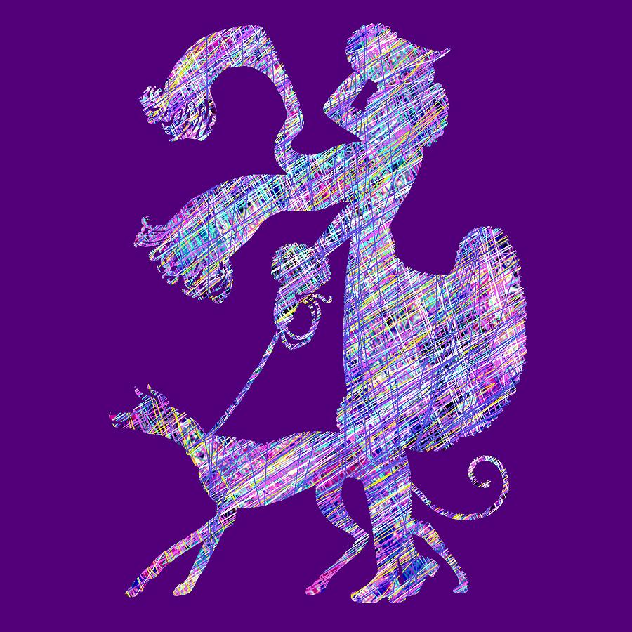 Lady Dog Walker Threads Transparent Background Digital Art by Barbara St Jean