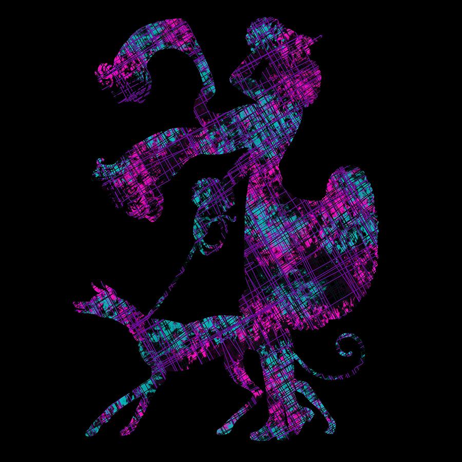 Lady Dog walker Transparent Background Digital Art by Barbara St Jean