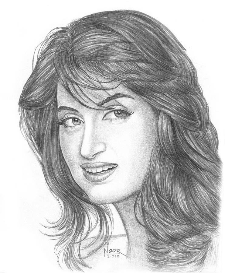 Lady Face Drawing by Noor Alassaba