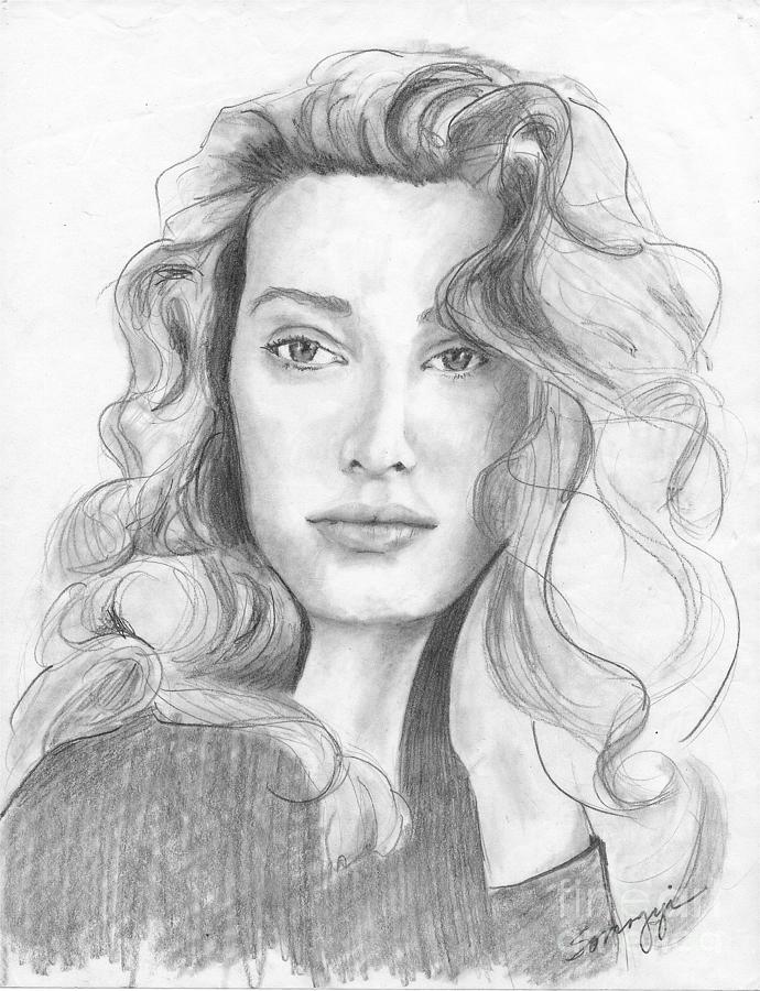 Lady from a Magazine -- Portrait of Pretty Woman Drawing by Jayne Somogy
