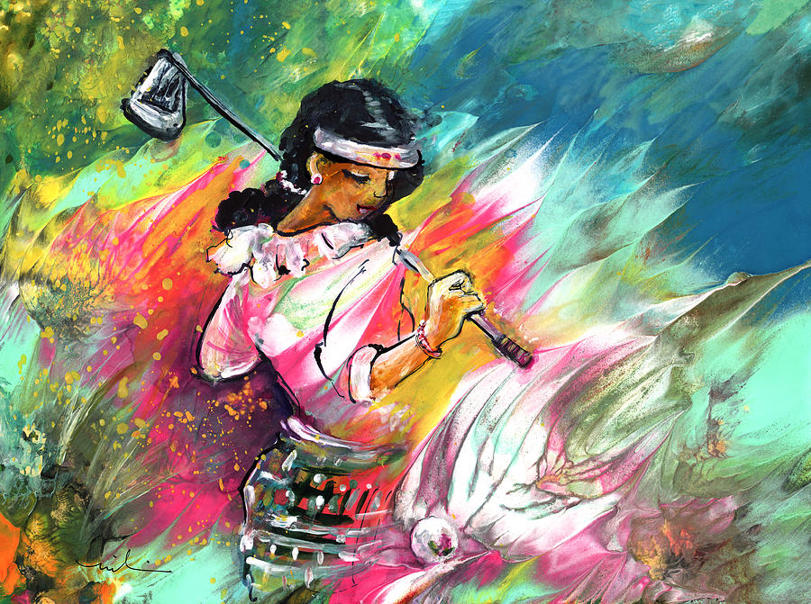 Lady Golf 02 Painting by Miki De Goodaboom
