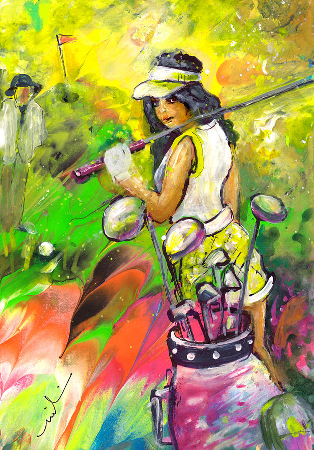 Lady Golf 05 Painting by Miki De Goodaboom