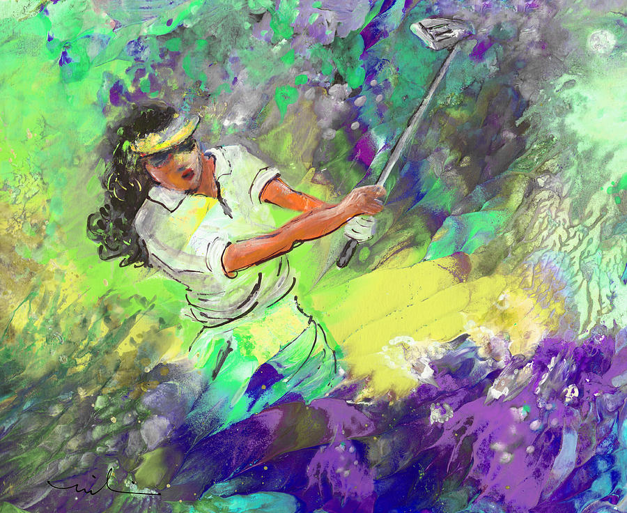 Lady Golf 06 Painting by Miki De Goodaboom