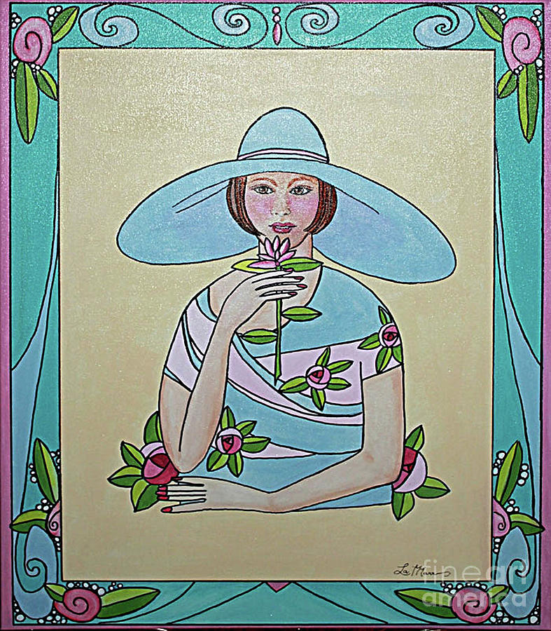 Lady in a Blue hat Painting by Sue LaMarr - Pixels