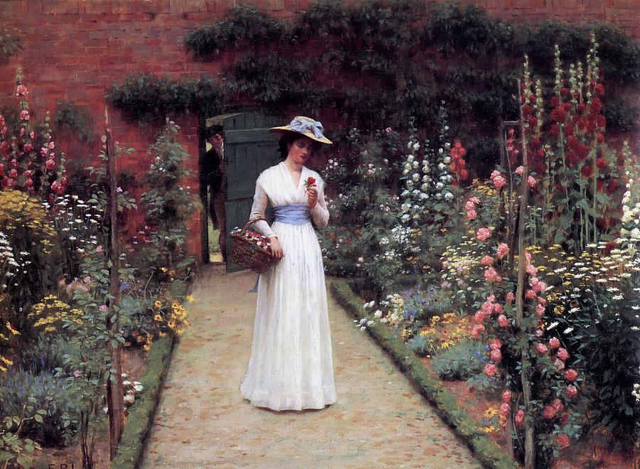 Lady in a Garden Edmund Leighton 1893 Painting by Movie Poster Prints