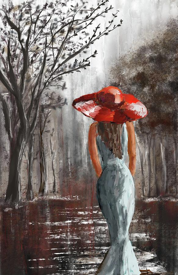 Lady In A Red Hat Digital Art by Eduardo Tavares