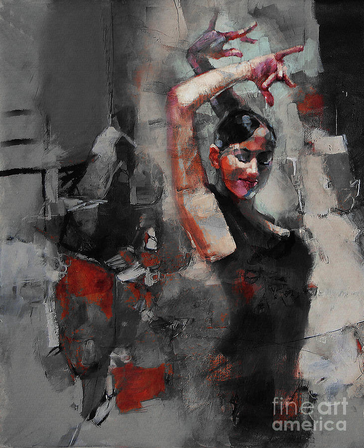 Lady in a Tango dance pose  Painting by Gull G