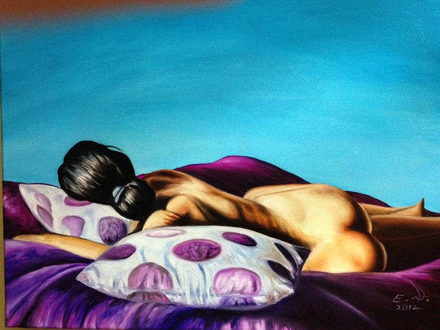 Girls Painting - Lady in bed by ArtbyEd Ed