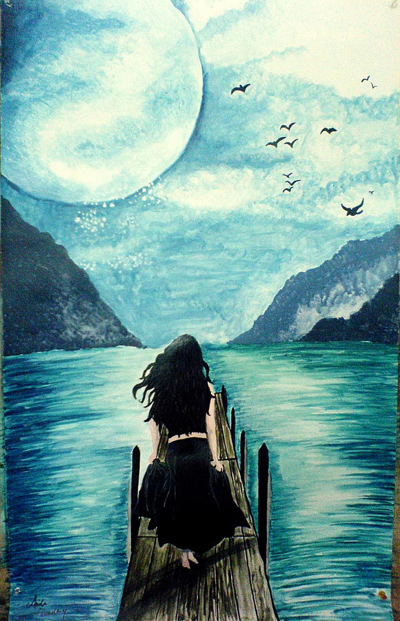 Lady In Black Painting - Lady In Black by Anila Choudary Lady In Black Painting - Lady In Black by Anila Choudary