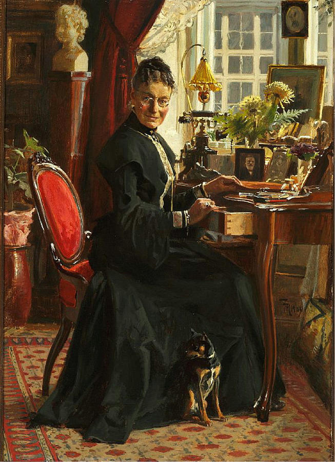 Lady In Black Painting by Frants Henningsen
