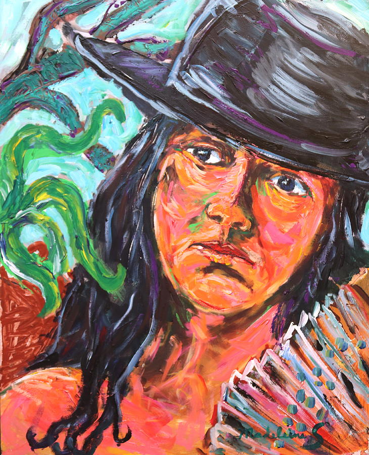 Lady in black hat Painting by Madeleine Shulman