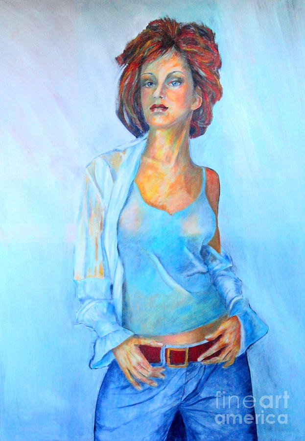 Lady in Blue II Painting by Dagmar Helbig