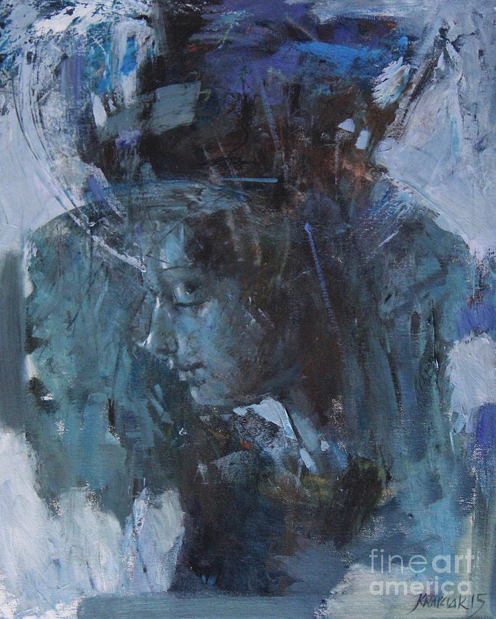 Abstract Painting - Lady in Blue by Michal Kwarciak